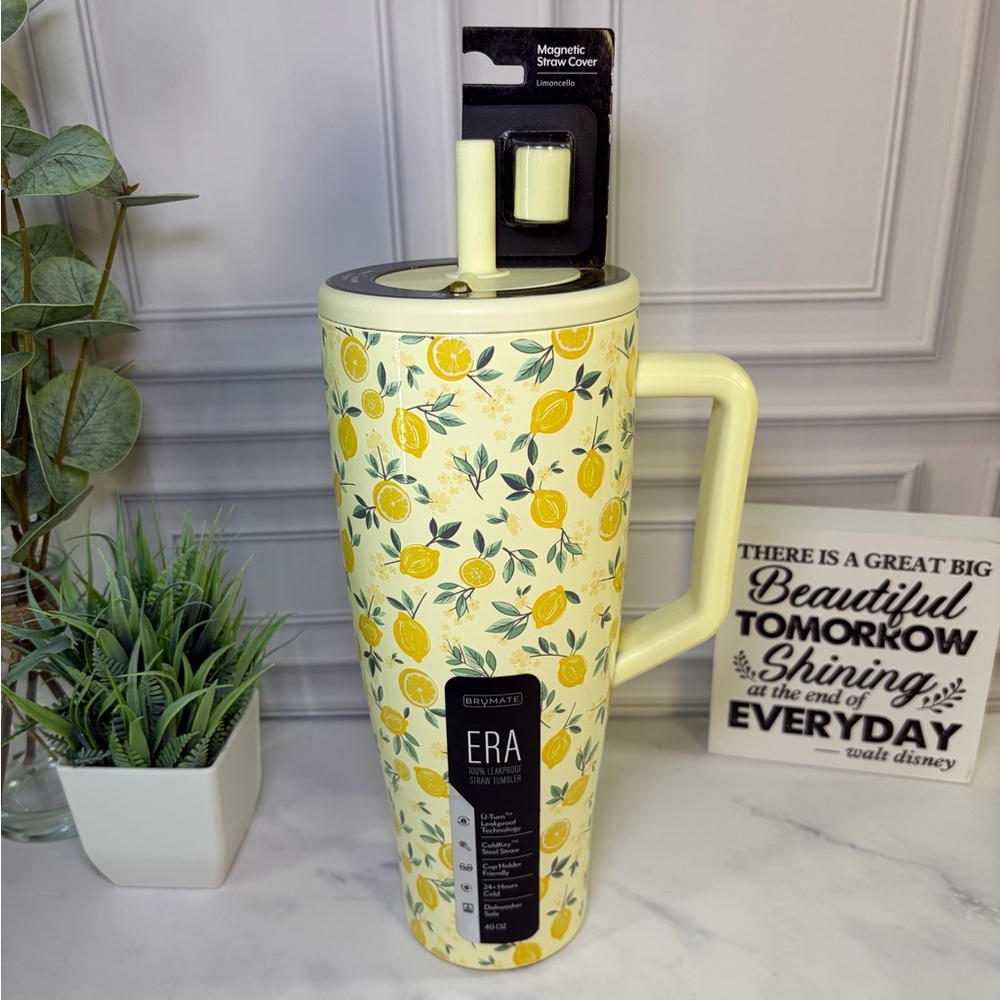 Brumate Limoncello Era 40oz with Single Matching Straw Cover BNWT